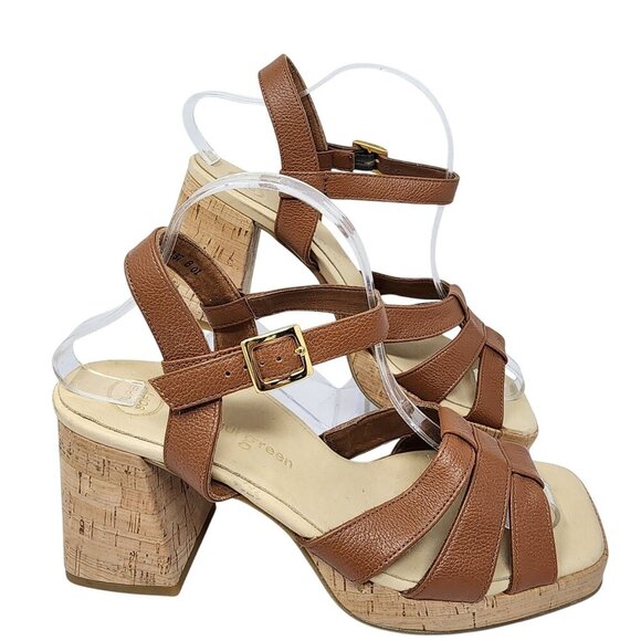 Paul Green Womens Brown Leather Cork Heel Sandals Size UK 7 US 9 - Picture 12 of 12